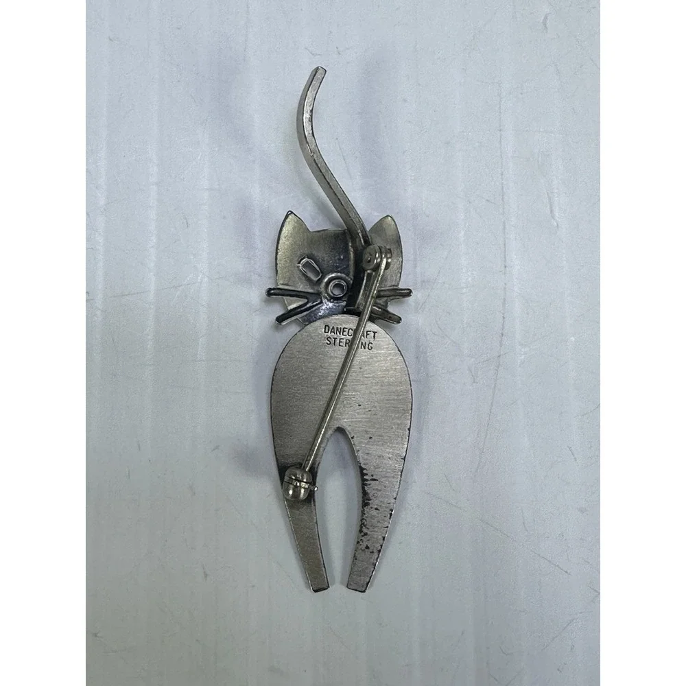 Vintage Danecraft Pin Brooch Cat Sterling Silver Figural Signed